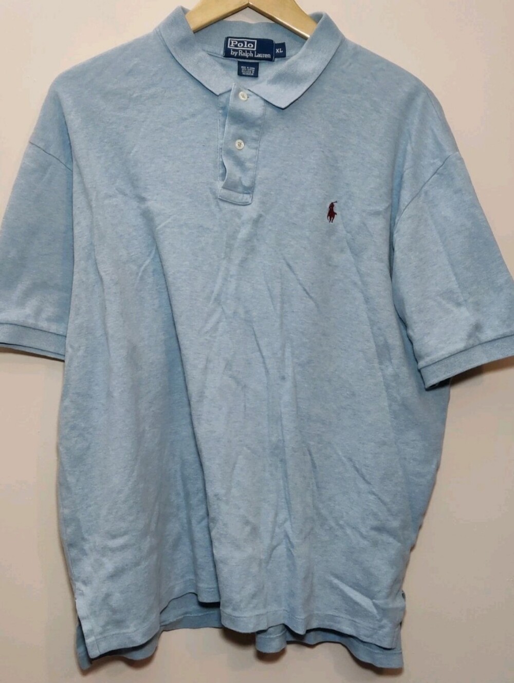 Polo Ralph Lauren Mens XL Polo Shirt Sky Blue Cotton Purple Pony Classic Fit